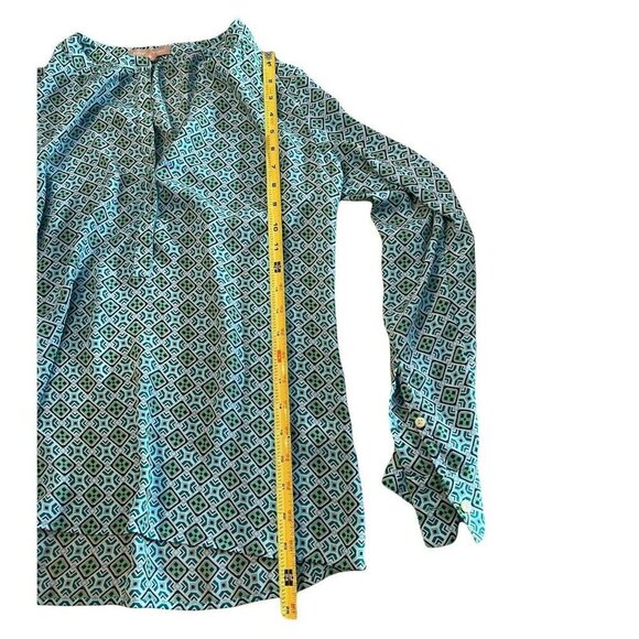 Banana Republic Blue Turquoise Geometric Pattern Shirt Women’s S Long Sleeve - Picture 4 of 9